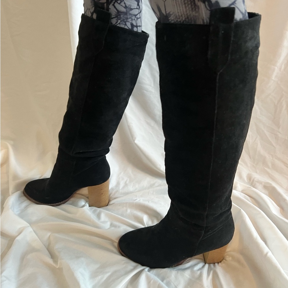 Suede knee high boots